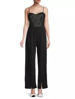 Комбинезон Bebe с разрезом на тонких бретельках, черный