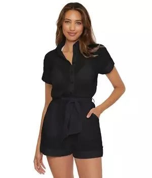 Комбинезон BECCA Cabana Textured Button Front Romper cover-up, черный