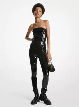 Комбинезон без бретелек с пайетками Michael Kors, черный