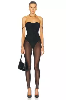Комбинезон без бретелек с присборенной передней частью Norma Kamali, черный
