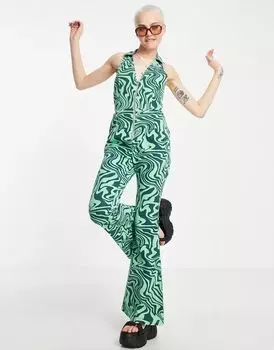 Комбинезон без рукавов ASOS из твила с принтом 70-х годов