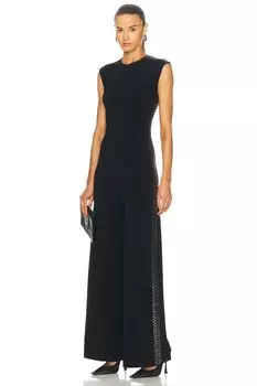 Комбинезон без рукавов цвета бронзы с заклепками Norma Kamali, черный