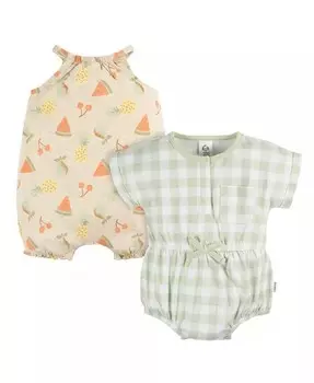 Комбинезон без рукавов и с короткими рукавами для маленьких девочек, комплект из 2 штук Gerber, розовый