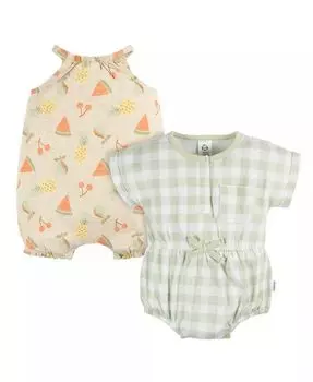 Комбинезон без рукавов и с короткими рукавами для маленьких девочек, комплект из 2 штук Gerber, синий