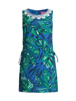 Комбинезон без рукавов с цветочным принтом Donna Lilly Pulitzer, цвет indigo breeze