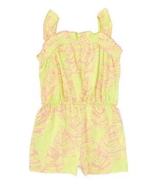 Комбинезон без рукавов с оборками и принтом для маленьких девочек Burt's Bees Little Girls от 2 до 5 лет, зеленый