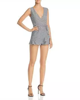 Комбинезон без рукавов в клетку с эластичной талией в черном/белом цвете Aqua