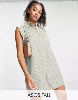 Комбинезон без рукавов в зеленую полоску ASOS DESIGN Tall