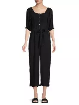Комбинезон Bobeau однотонный с пышными рукавами, черный