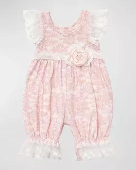 Комбинезон Bubble с цветочным принтом и кружевной отделкой для девочек, размер для новорожденных — 24M Haute Baby, цвет Pink