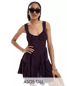 Комбинезон-бюстье цвета бычьей крови ASOS DESIGN Tall