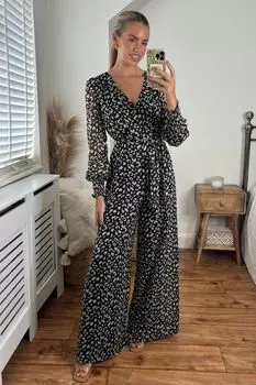 Комбинезон Carly и широкими штанинами Style Cheat, черный