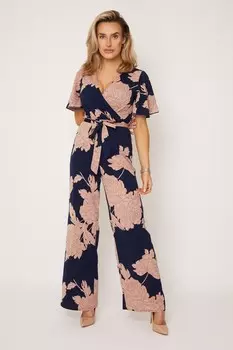 Комбинезон Deena с расклешенными рукавами и завязкой сзади Girl In Mind, синий