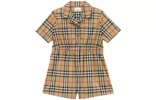 Комбинезон детский Burberry в винтажную клетку, хаки