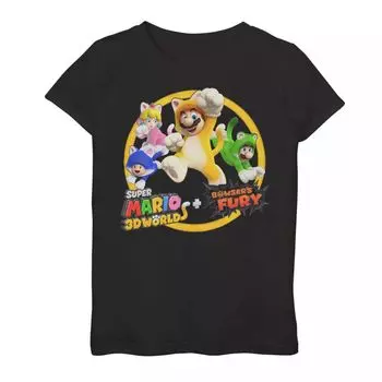Комбинезон для девочек 7–16 лет Super Mario 3D World Bowser's Fury Group Shot Jump Tee Licensed Character