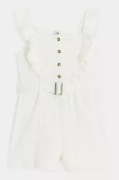 Комбинезон для девочек с поясом и оборками River Island, белый