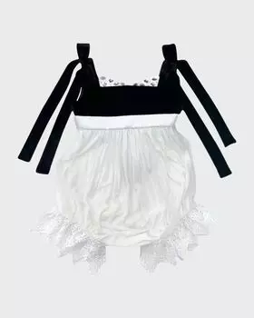 Комбинезон для девочек с вышивкой Одри, размер 3М-3 Petite Maison Kids, цвет White/Black