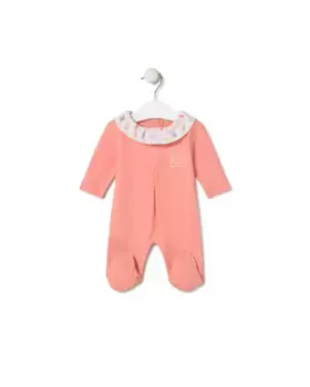 Комбинезон для девочки из хлопкового трикотажа с принтом на воротнике Tous, цвет Rosa