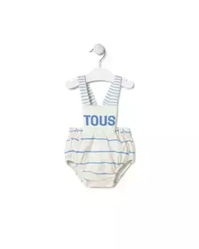 Комбинезон для девочки из полосатого хлопка с логотипом спереди Tous, синий