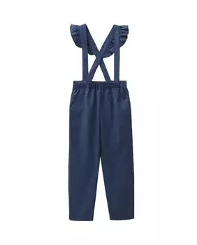 Комбинезон для девочки на бретелях с рюшами темно-синего цвета. Dadati, темно-синий