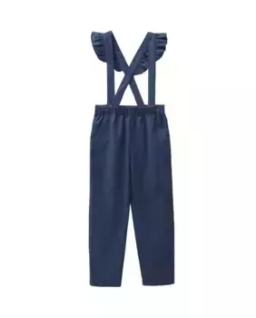 Комбинезон для девочки на бретелях с рюшами темно-синего цвета Dadati, темно-синий