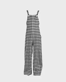 Комбинезон для девочки с клетчатым принтом и бретелями. La Ormiga, черный