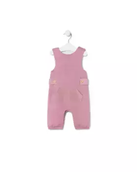 Комбинезон для девочки с круглым логотипом и карманом-кенгуру Tous, розовый