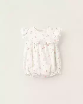 Комбинезон для девочки с оборками и цветочным принтом Zippy, бежевый