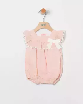 Комбинезон для девочки с полосатым принтом и декоративным бантом Coco Acqua, цвет Salmn