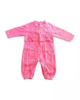 Комбинезон для девочки с принтом и рюшами Tuc tuc, розовый