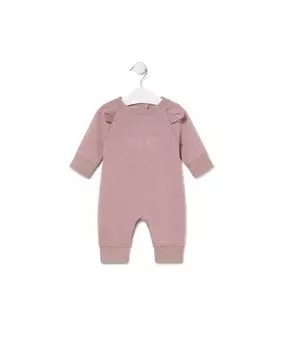 Комбинезон для девочки с простыми ушками и мягким логотипом Tous, розовый