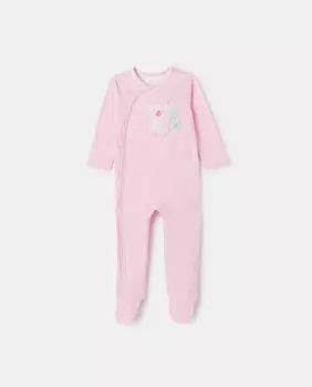 Комбинезон для девочки с рисунком коалы Cotton Juice, розовый