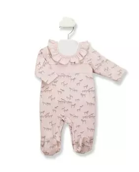 Комбинезон для девочки с рюшами на шее и зебровым принтом BABID, розовый