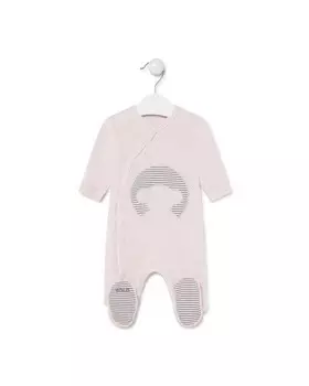 Комбинезон для девочки со скрещенным силуэтом медведя розовый Tous, розовый