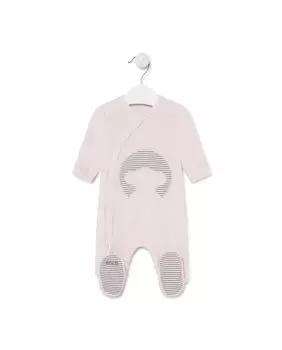 Комбинезон для девочки со скрещенным силуэтом медведя розовый Tous, розовый