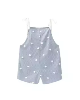 Комбинезон для девочки в горошек с веревочными бретелями контрастного цвета Dadati, светло-голубой