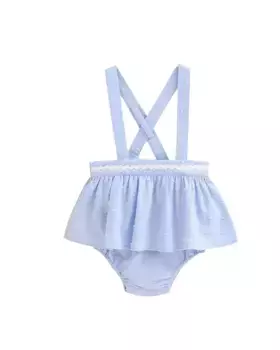 Комбинезон для девочки в синем плюмети с белой отделкой Dadati, синий