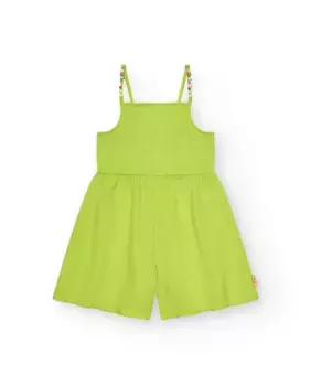 Комбинезон для девочки зеленого цвета с бусинами на бретелях Tuc tuc, зеленый