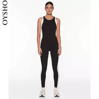 Комбинезон для фитнеса Oysho с перекрестными бретелями, черный