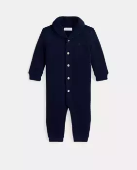 Комбинезон для мальчика из французского хлопка в рубчик Polo Ralph Lauren, темно-синий