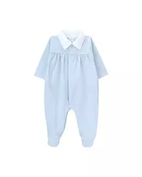 Комбинезон для мальчика из органического хлопка с вышитым воротником KNOT, синий