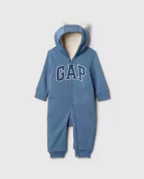 Комбинезон для мальчика с капюшоном, молнией и логотипом Gap спереди, синий