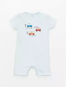 Комбинезон для мальчика с круглым вырезом и короткими рукавами с принтом LCW baby