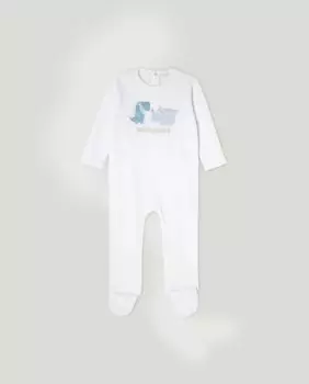 Комбинезон для мальчика с принтом динозавров Cotton Juice, белый