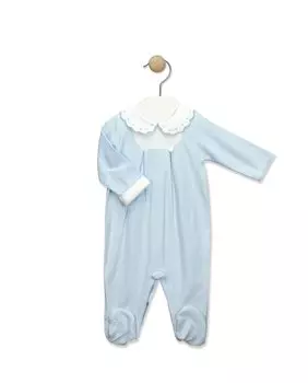 Комбинезон для мальчика с вырезом на спине и воротником-стойкой BABID, светло-синий