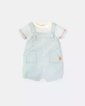 Комбинезон для мальчиков с коротким эффектом 2 в 1 фарфорового цвета Tutto Piccolo, голубой