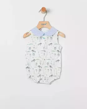 Комбинезон для мальчиков с принтом и деталями в клетку Coco Acqua, голубой