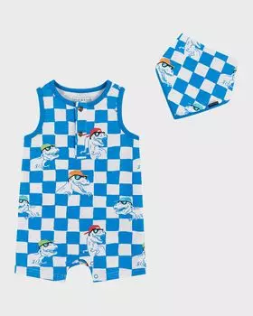 Комбинезон для мальчиков в клетку с нагрудником в тон, размер для новорожденных – 24 м Andy & Evan, цвет Blue Check