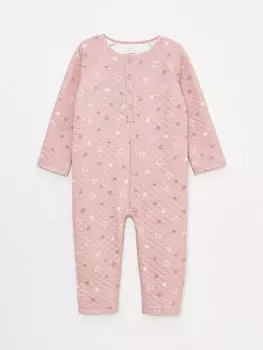 Комбинезон для маленьких девочек с круглым вырезом и длинными рукавами LCW baby, розовый с принтом