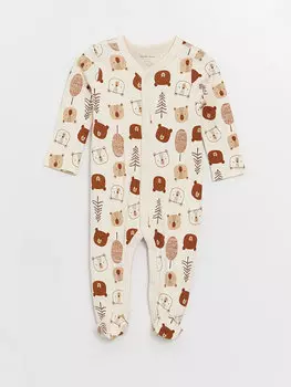 Комбинезон для маленьких мальчиков с круглым вырезом и длинными рукавами LCW baby, кремовый принт